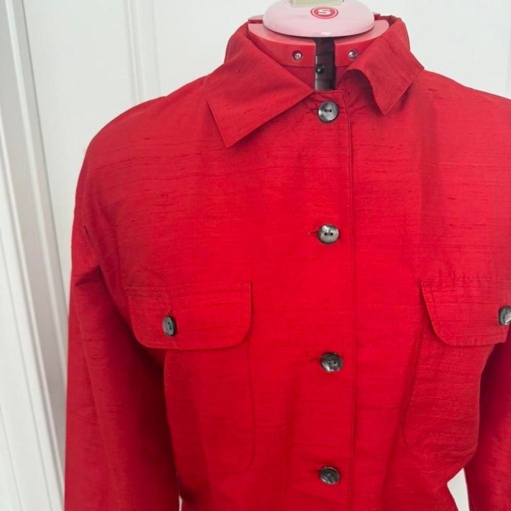 Vintage Chico's orange 100% Silk Button-Up Shirt Jacket — Size L/XL‎ - Picture 3 of 7